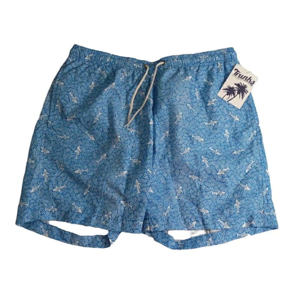 TRUNKS Multi-Functional Board Shorts Mens Size Lg Navy Blue All over Print Shark